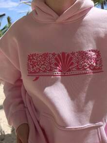 Y2k Hoodies For Teen Girls Women Oversized Graphic Flower Embroidery Hooded Sweatshirts Vintage Long Sleeve Pullover Top Y2K Preppy Aesthetic Sweatshirt Top - 粉色 - 查看 4