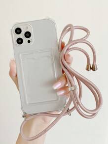 Keychain,Lanyard 1pc Minimalist Transparent Phone Case With Detachable Lanyard Strap, Compatible With Apple Phone, Women Protective Soft Cover With Hanging Rope