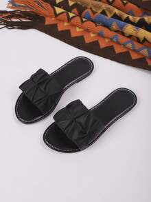 Women's Casual Flip Flops, Soft Sole Anti-Slip Outdoor Slippers, Fashionable Square Toe Beach Sandals For Summer
