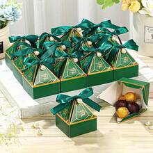 10/20个/包派对礼盒纸质糖果盒配丝带，适合小礼物，圣诞节，婚礼回礼盒，圣诞糖果盒方形，带盖小礼盒，适合派对，回礼，婴儿，洗礼，新娘手工制作招待客人的神秘盒子