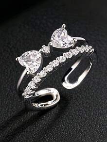 1pc Stainless Steel Fashionable Elegant Bowknot Ring, Delicate Minimalist Design, Versatile & Sweet, Suitable For Daily Wear And Gifts - Sparkling Bow Ring - View 13