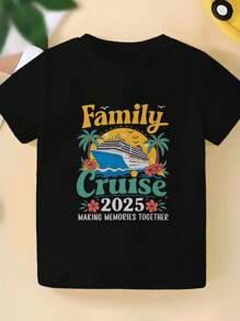 Family Cruise 2025 Making Memories Together Kids T Shirt Perfect Family Vacation Cruise Outfits Matching Tee Gift Summer Holiday Adventure Outfit Cute Children's Clothing - 黑色 - 查看 5