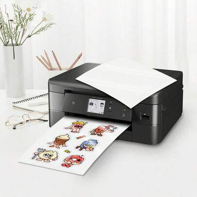 50 张不干胶标签纸 A4 光面自粘贴纸标签纸，白色光面防水标签，适用于激光和喷墨打印机