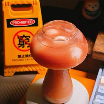 1pc Cute & Creative Glass Mushroom Cup, Suitable For Cocktail, Beverage, Juice, Personalized Drinking Glass