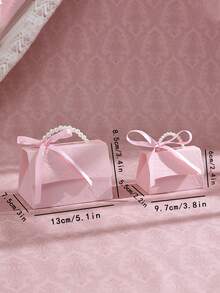 5 Pieces Embossed Three-Dimensional Floral Gift Box, Green Black White With Ribbon And Faux Pearl Handles, Multiple Sizes For Various Occasions, Made Of Letterpress Printing, Floral Pattern Gift Box, Mini Packaging Bag, Small Gift Bag, Wedding Favor Party Decorations