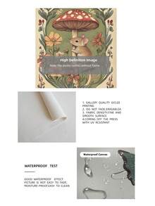 1 件无框 Cottagecore 老鼠墙壁艺术印刷品，复古羊皮纸上印有舒适林地插图、红色蘑菇和野花 | 乡村植物帆布海报，适合托儿所、公寓、客厅、卧室 | 完美的礼物和派对装饰、墙面印刷、度假旅行、海滩毕业典礼、返校、时髦海报（无框民间艺术）