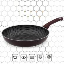 Bakaji Set 3 Padelle Bee con Rivestimento Interno Antiaderente Nido D'Ape, Diametro 20-24 - 28 cm, PFOA Free, Cottura Omogenea, Manico Atermico Cool Touch, Ideale Fornelli Gas Induzione, Universale - Viola rosso - Visualizzare 5