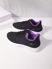 1 Pair Women's Breathable Mesh Sneakers, Lightweight Cushioned Soles, Casual Versatile Fit, Suitable For Running, Workout, Daily Commute, Comfortable For Long-Wear - Purple - View 8