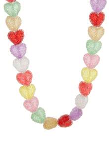 1件热销时尚多巴胺风格糖果心形吊坠女士项链，镀18k金，展现魅力并可个性化定制，适合女性日常佩戴、海滩度假派对夏季配饰、女士珠宝项链、礼物 - 彩色 - 查看 10