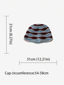 1pc Vintage Striped Handmade Hollow Out Bucket Hat, Women Summer Outdoor Sun Protection Hat, Contrast Color Stripes Handcrafted Knitted Bucket Hat, Women Autumn/Winter Outdoor Petite Size Knitted Cap, Versatile Autumn Accessories