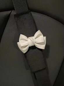 2 件装汽车安全带套，带蝴蝶结装饰、肩垫安全带保护器 - 黑與白 - 查看 3