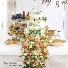 1/3PCS 94.48英寸人造花藤蔓丝绸花，防紫外线假植物，南瓜，适用于家居装饰、婚礼装饰、秋季装饰、房间装饰、厨房配件、餐厅、卧室装饰、浴室配件、万圣节装饰、圣诞节装饰、新年装饰、户外花园、新娘手捧花、拍摄道具、学校用品、开学季、校园装饰室内外装饰