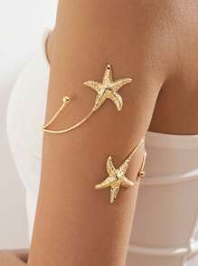 Sanrio 1 braçadeira de metal em forma de estrela do mar, criaturas marinhas da moda praia, adequada para uso diário feminino, vários festivais, presentes para o dia das mães, amigos, reuniões, eventos, estilos de férias na praia, joias para usar