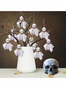 6/9/12 pièces Ornements suspendus d'Halloween - Décorations rustiques de style campagnard en tissu avec de la ficelle, décorations suspendues de petite taille (12 cm/4,72 pouces) sans pile pour maison hantée, cour, arbre, fête et utilisation intérieure/extérieure, décorations d'Halloween, design classique, supports en ficelle, décorations de cour, apparence faite à la main, décoration d'automne pour la maison