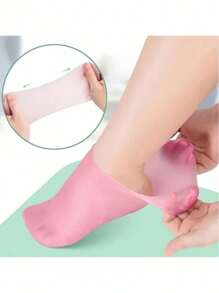 1 Peça Meias de Alívio Hidratante de Silicone, Meias de Pressão de Alta Absorção Elástica, Meias de Aloe Vera Reutilizáveis, Meias SPA Noturnas, Meias com Gel Antiderrapante para Calcanhar para Mulheres e Homens com Pele Seca, Pés Ásperos, Cuidados com os Pés em Casa, Usar com seus Loções e Cremes Favoritos