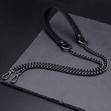 1-Pack Gold Metal Chain With Black PU Leather Strap - Stylish Alternative To DIY Handbag And Shoulder Bag Accessories, Secure Square Clasp For Versatile Fashion Design, Wallet Strap, DIY Wallet Making