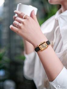 LUCKYFOX Rectangle Pointer Quartz Watch As A Gift For Students Returning To School