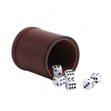 Würfelbecher mit 5 Würfeln, leises PU-Leder, verdicktes Material, Würfelbecher Spieleset