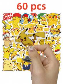 pokemon 50pcs Pokemon Cartoon Graffiti Stickers, Decorative Stickers For Scrapbooking, Gifts, Student Handmade Materials, Waterproof Stickers For Car, Luggage, Cup, Stationery