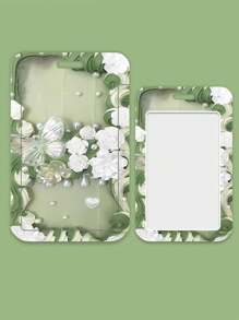 花朵造型卡套，适用于学生证、餐卡、地铁卡、公交卡、学生接送卡 - 防丢硬壳卡盒卡套卡包钱包名片夹信用卡夹身份证夹女士卡包 - 彩色 - 查看 7