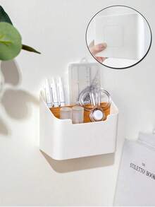 1 Piece Of Bamboo And Wood Partition Storage Box, Creative Multifunctional Desktop Storage Box, Suitable For Cosmetics, Makeup Brushes, Stationery, Remote Control, Desktop Organizer, Remote Control Bracket, Multi Compartment Storage Box, Bamboo And Wood Partition, Space Saving, Birthday Gift, Suitable For Office Workers, Home Users, Electronic Product Enthusiasts, Digital Tool Enthusiasts, Desktop Organizer Enthusiasts, Makeup Enthusiasts - Multicolor - View 6