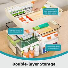 Senmeo Multi-Layer Waterproof Medical Box! Portable First Aid Storage Box With Snap Fasteners - Durable Plastic Multi-Compartment First Aid Box, Suitable For Home / Car / Family Storage - 透明茶色 - 查看 4