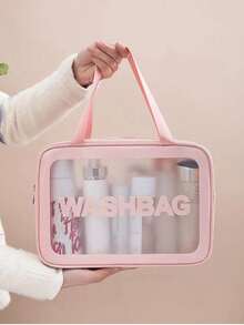 3个/1个大容量防水化妆包，透明便携设计，双手柄 - 非常适合存放化妆品和洗漱用品。化妆包，化妆品收纳包，洗漱包，化妆袋，旅行包，返校必备。PVC透明化妆包，洗漱包，便携式防水化妆品旅行包，大容量多功能，可悬挂洗漱包，资料包，行李包，手提包，内衣包，鞋袋，衣物收纳包，护肤品收纳包，女士旅行收纳包，美容工具收纳包，洗漱包