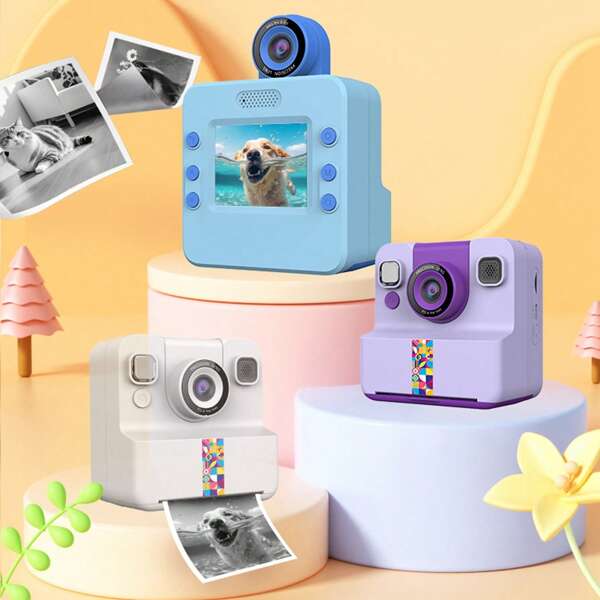 Instant Print Camera With 1080P HD, Includes 4 Rolls Of Color Printing Photo Paper, Ideal Birthday And Christmas Gift For Boys And Girls
