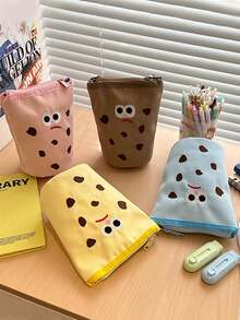 1 件 Ins 风格笔盒/铅笔盒，垂直支架创意可爱圆柱形文具盒学生书包学校配件学校用品 - 彩色 - 查看 1