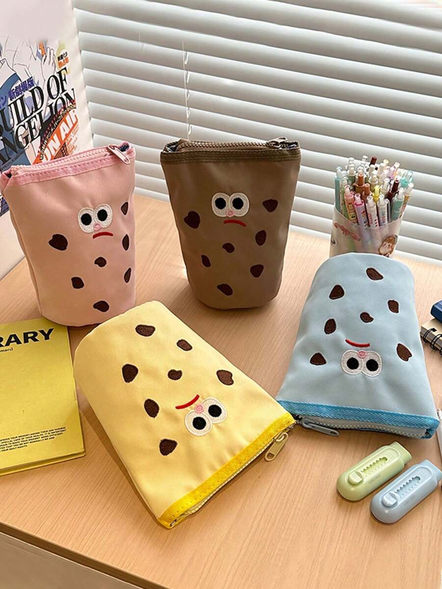 1 件 Ins 风格笔盒/铅笔盒，垂直支架创意可爱圆柱形文具盒学生书包学校配件学校用品 - 彩色 - 查看 1