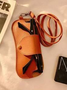 1 bolsa para óculos de pescoço, estojo para óculos, bolsa de couro sintético estilosa, suporte protetor fofo para óculos de sol, organizador portátil para óculos de viagem, capa protetora macia para óculos/óculos de sol, leve e compacto, acessório moderno, ideia de presente, armazenamento para óculos resistente a arranhões, perfeito para atividades ao ar livre, escritório, praia, carro, bolsa, academia e uso diário. Acessórios essenciais para viagem, bolsa de viagem, férias, volta às aulas, material escolar, óculos de sol feminino. - Multicolorido - Ver 8