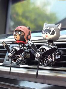 1 PIEZA Ambientador de coche sin perfume con hélice giratoria DIY, divertido y refrescante, con diseño de oso capitán, perro husky de dibujos animados, para salida de aire acondicionado de vehículo, difusor de avión, accesorio interior decorativo con ventilador y molinete - Avión agitador sin olor - Ver 8
