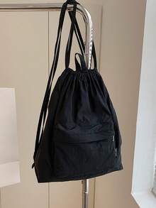 Simple Casual Drawstring Backpack; This Year's New Sports Backpack; Simple And Lightweight Travel Backpack - Black - View 8