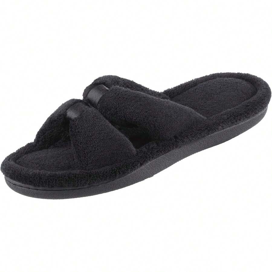 Isotoner Women's Signature X-Slide Slipper, Satin Trim With Memory Foam2025 - màu đen - Xem 1