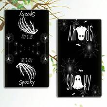 骷髅手、骨头、鬼魂万圣节厨房毛巾，现代矩形超柔软吸水轻便毛巾套装，适用于海滩、淋浴、游泳池、露营、旅行、运动风格沙滩巾，节日必备浴室厨房装饰洗碗布厨房毛巾礼物