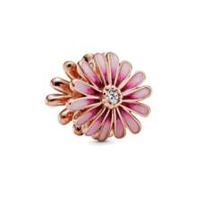 Talisman de plata de ley 925 chapado en oro rosa con diseño fijo de flor de ciruelo y animal de dibujos animados, adecuado para pulseras DIY, regalo de moda y elegante para el cumpleaños de la mujer