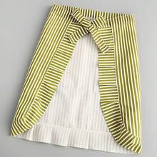Kitchen Cooking Apron With Pockets, Cotton Striped Waist Apron, Stylish And Cute Half Apron For Restaurant - Blue/Coffee - View 2