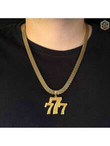 Ancient Coin Chain Influencers Model Clover Pendant With Studded Crown - Nino Pendant 777 - View 1