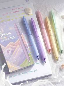 Set de 5 bolígrafos de gel multicolor de 0.5mm, de seque rápido, para escribir, ideal para la vuelta al cole - Multicolor - Ver 3