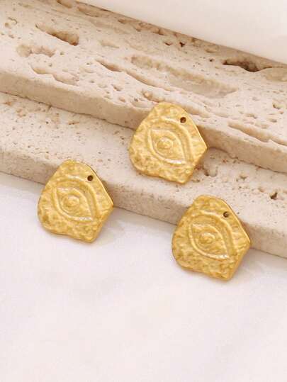 3 件不锈钢眼形吊坠配件 18K 镀金邪眼饰品 DIY 珠宝制作用品配件