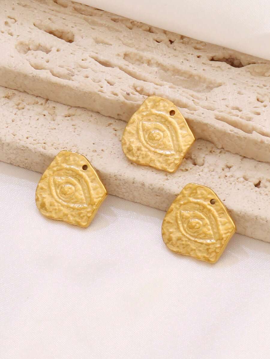 3 件不锈钢眼形吊坠配件 18K 镀金邪眼饰品 DIY 珠宝制作用品配件