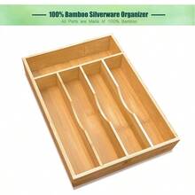Organizador De Cubiertos De Bambu Para Cajones De Cocina Bandeja De Utensilios De 9 Pulgadas Para Cajon Pequeño Bandeja De Cubiertos Organizador De Madera Para Cubiertos Cuchillos 5 - Plata - View 5