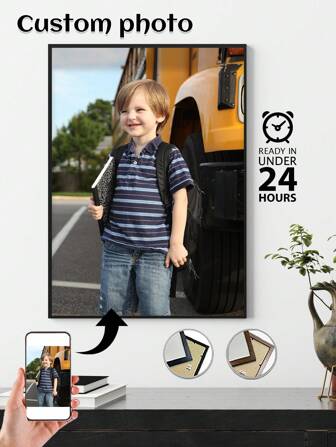 1 Pc, Optional Frame, Custom Canvas Painting,Customize Your Back To School Season Photo, To Capture Precious Memories Of This Moment, HD Printing, Preserving Memories, Saving Beautiful Moments, Birthday Party, Anniversary, Unique Perfect Art Gift