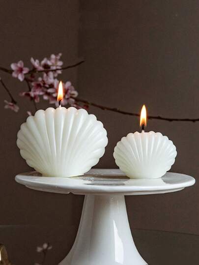 2 Pieces / 1 Piece (Large / Small) Pearl Shell-Shaped Candles, Scented Candles, Candle Center Decorations, Home Candle Decorations, Valentine's Day Gifts, Aromatherapy Candles, Wedding Scented Candles
