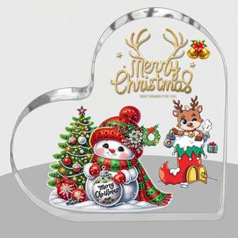 1 Piece Christmas Decorative Ornament Plaque For Dining Table, Indoor Christmas Decoration, Christmas Gifts For Parents, Friends, Desk, Shelf, Acrylic Heart Plaque Decoration, Home Decoration, Bedroom Decoration, Living Room Decoration, Room Decoration