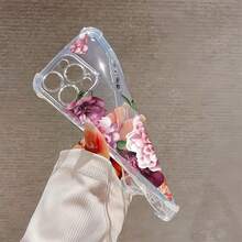 Funda para teléfono con diseño floral bohemio. Funda para teléfono, modelos compatibles 16, 15, 14 Pro, 13, 12, 11, XS Plus. Fabricada en silicona TPU, resistente a golpes y caídas. - transparente - Ver 2