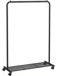 Caballete de Ropa con Ruedas (Burro) - 40,5 x 91 x 158 cm, Malla Densa, 2 Frenos, Estructura de Acero, Color Negro - Rosa Jalea - Ver 1