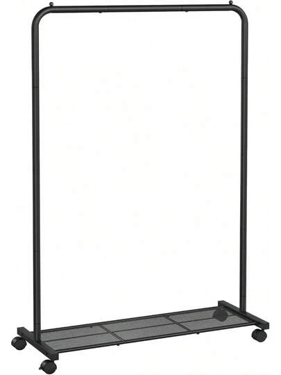 Caballete de Ropa con Ruedas (Burro) - 40,5 x 91 x 158 cm, Malla Densa, 2 Frenos, Estructura de Acero, Color Negro