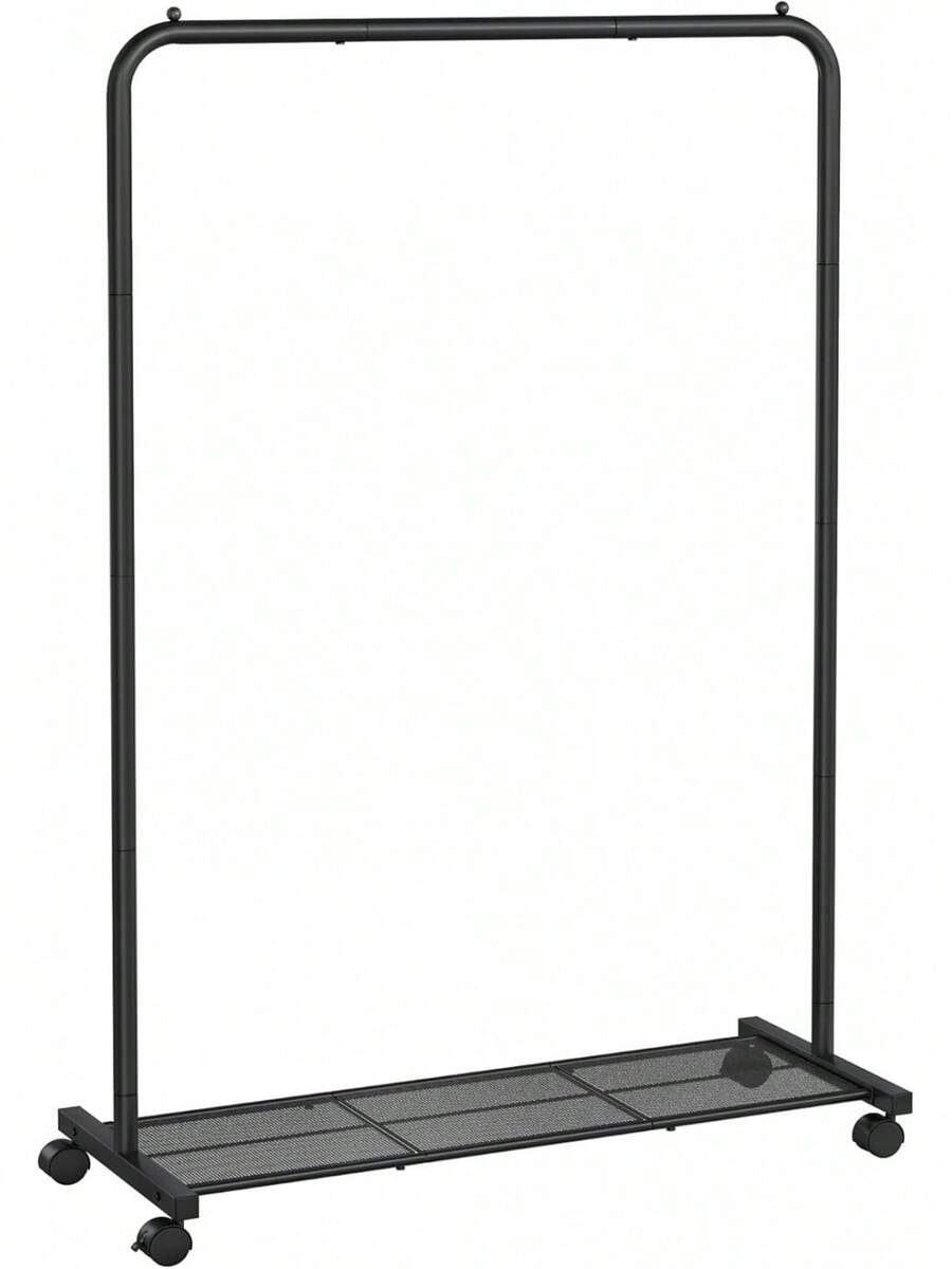 Caballete de Ropa con Ruedas (Burro) - 40,5 x 91 x 158 cm, Malla Densa, 2 Frenos, Estructura de Acero, Color Negro - Rosa Jalea - Ver 1