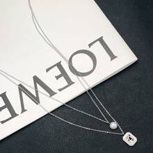 New Fashionable Minimalist Versatile Delicate Luxury Faux Pearl Double Layer Stainless Steel Women Pendant Necklace, Suitable For Daily Wear And Gift, Fade-Resistant And Non-Allergic